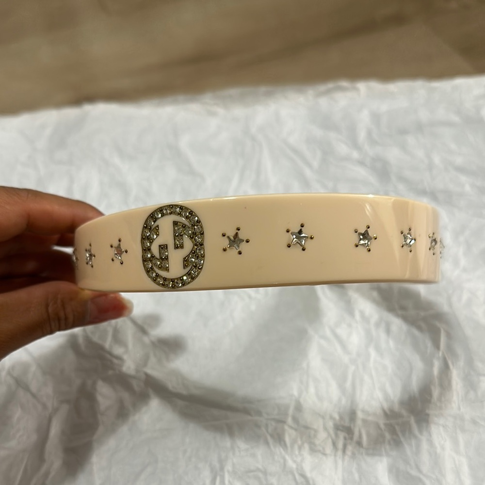 Cream Headband with Silver Accents